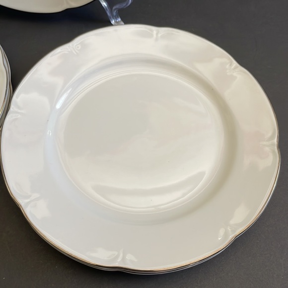 5 Jlmenau German Democratic Republic White Cake Dessert Plates Silver Rim 7.5” - Picture 3 of 15